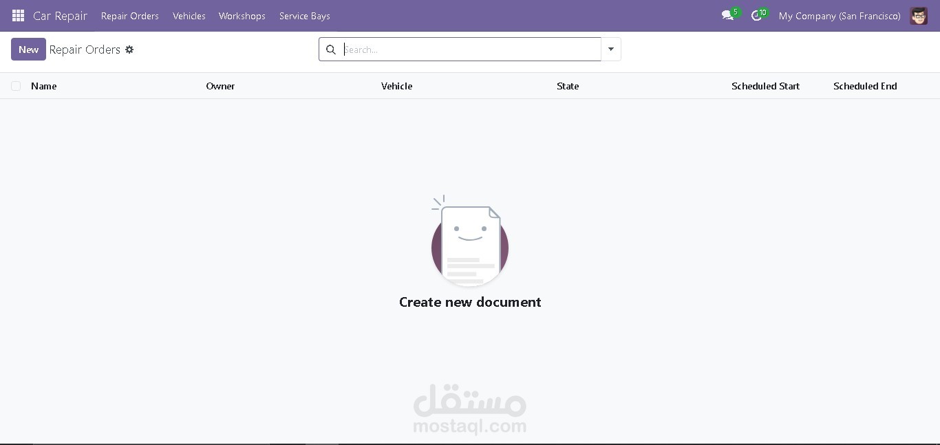 نظام إدارة ورش صيانة السيارات في Odoo