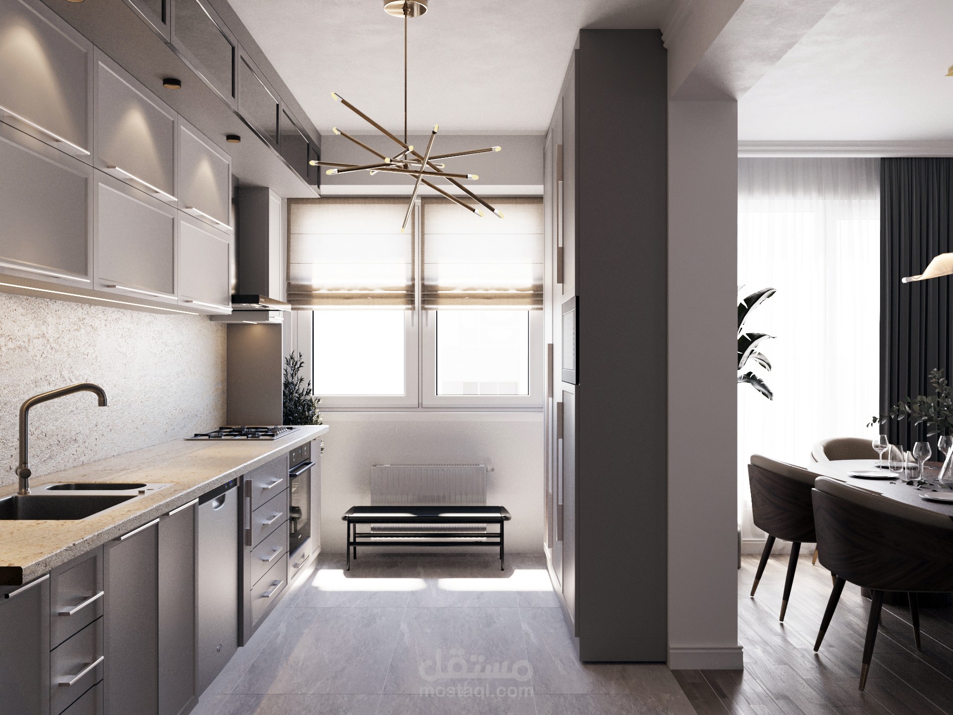 تصميم مطبخ و غرفة طعام