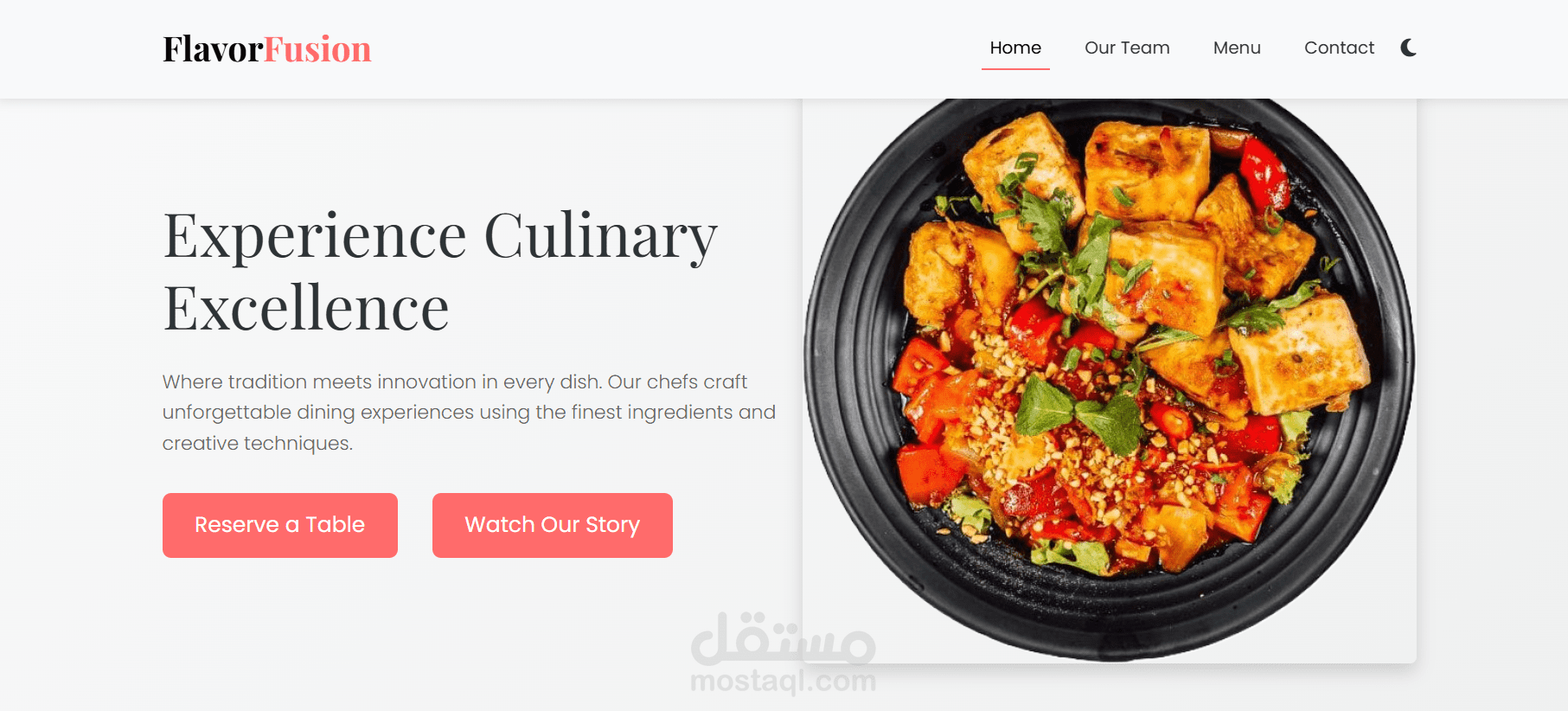 تصميم صفحة هبوط لمطعم landing page