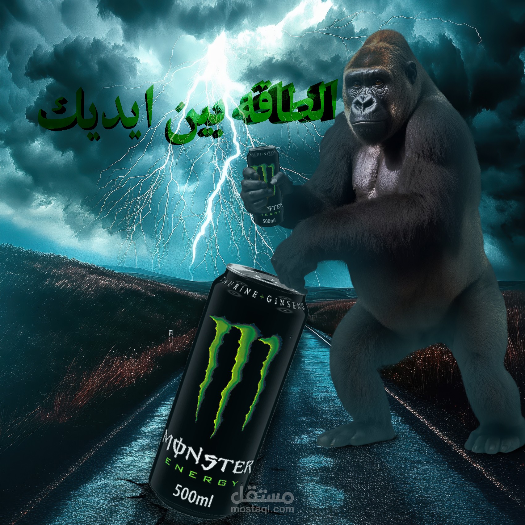 مشروع تصميم إعلان لمنتج: مونستر
