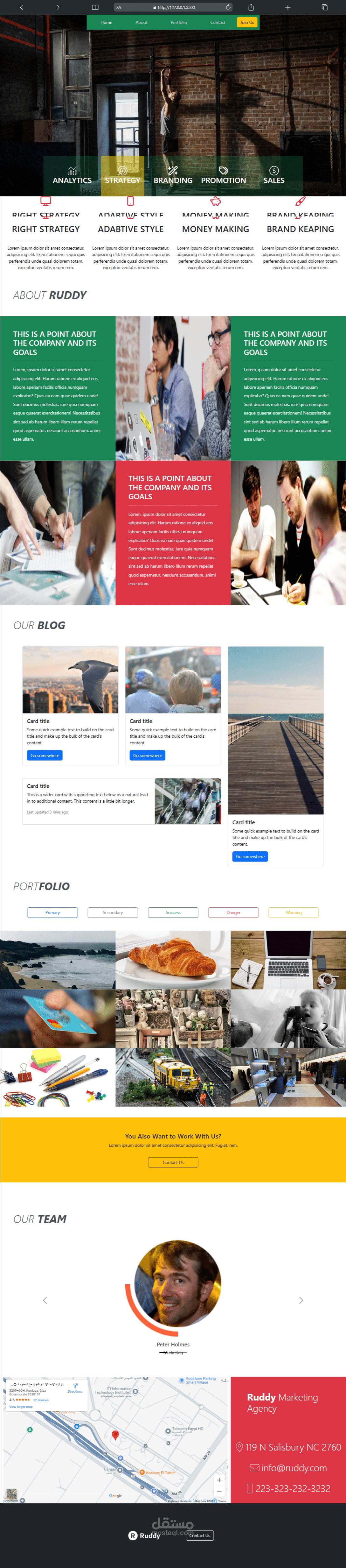 تطوير واجهة مستخدم متجاوبة لشركة "Ruddy Marketing Agency"