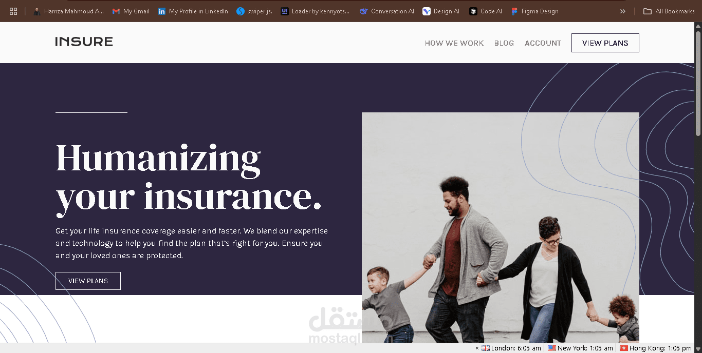 تصميم وتطوير صفحة هبوط لخدمة تأمين – Insure Landing Page