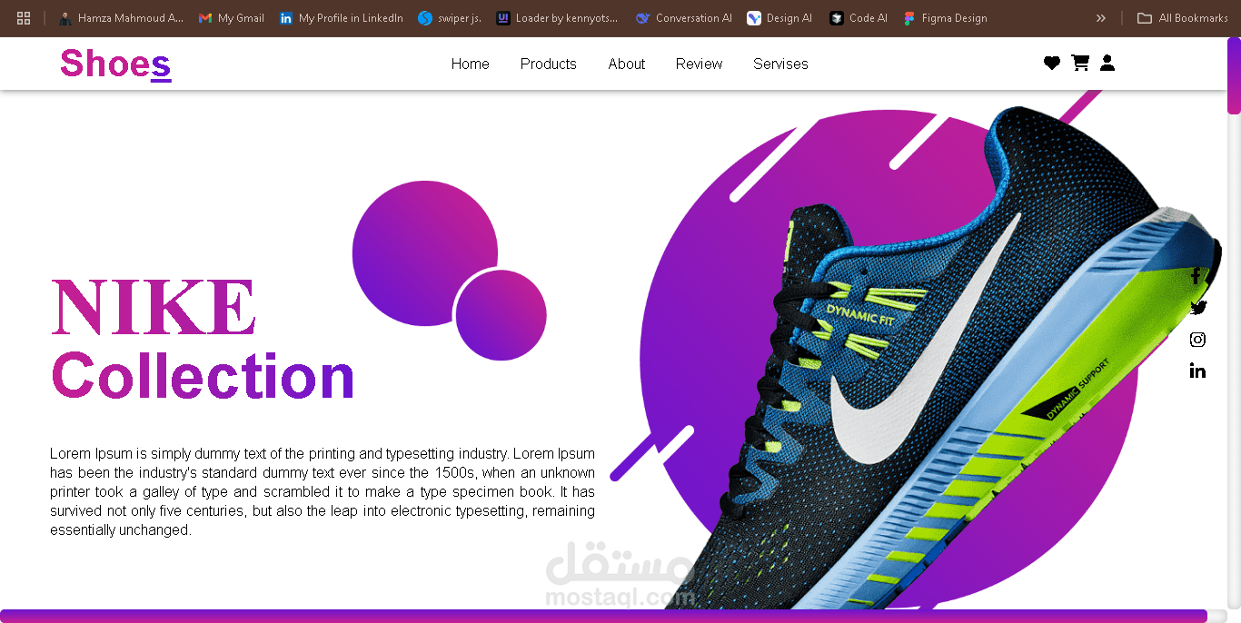 تصميم وتطوير واجهة متجر أحذية – Shoes Store Website