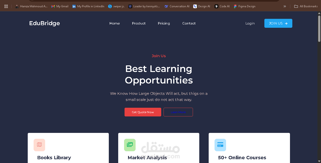 تصميم وتطوير موقع تعليمي باستخدام React – Educational Website