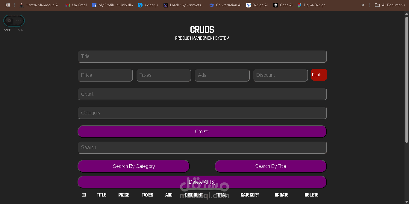 تطبيق إدارة المنتجات باستخدام JavaScript – CRUDS App