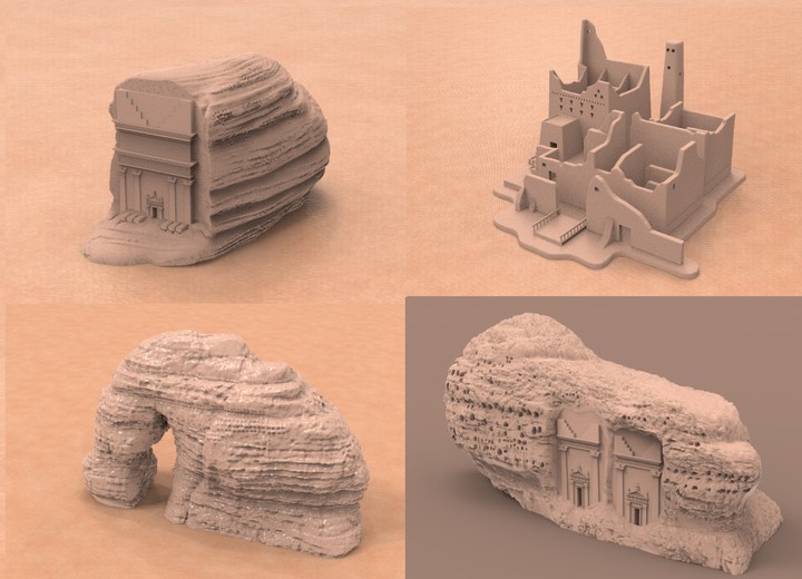 تصميم 3D بعض المعالم الاثرية في السعودية