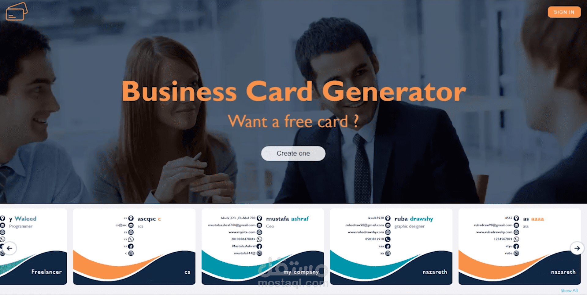 Business card generator