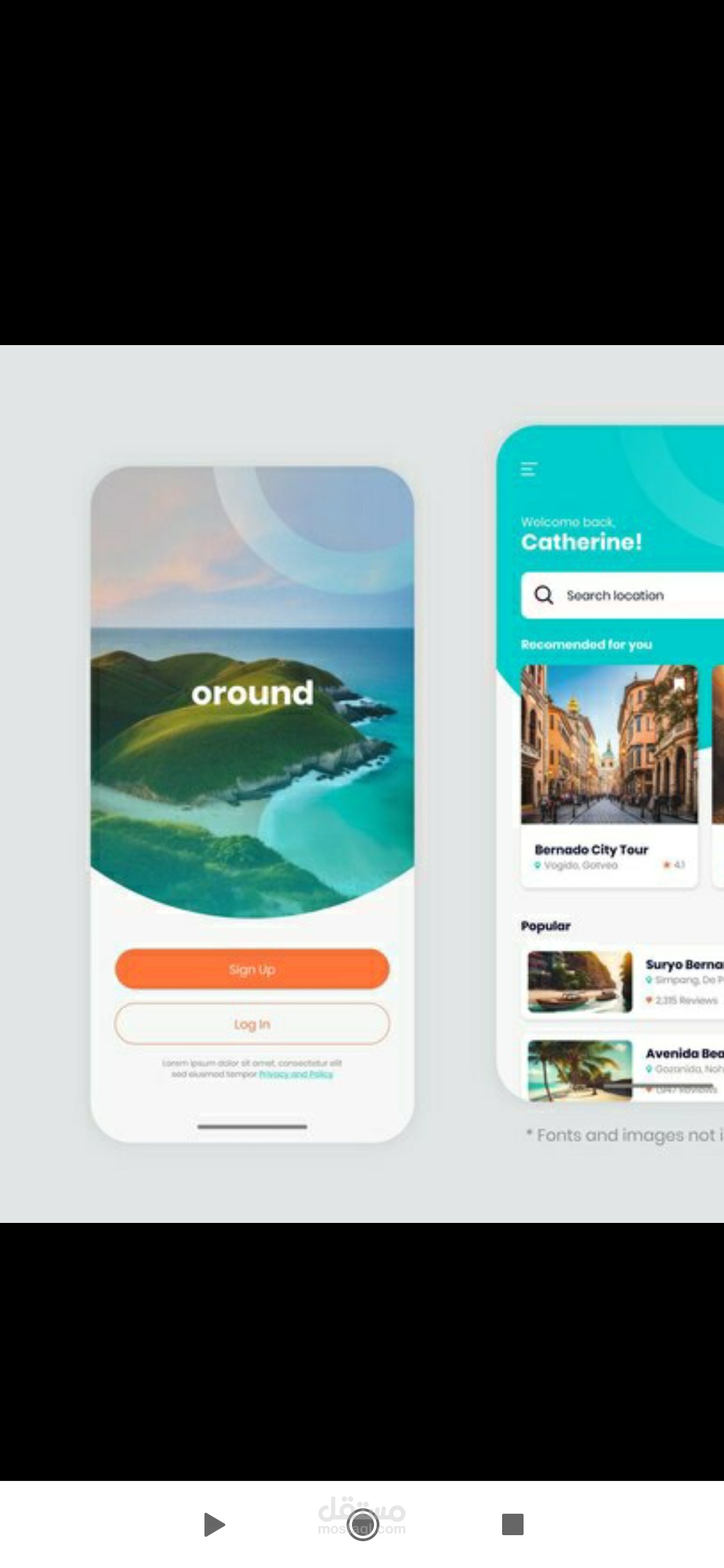 تصميم واجهات Ui تطبيق سفر موبايل أندرويد