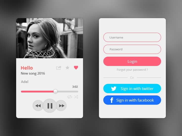 Player music & login page