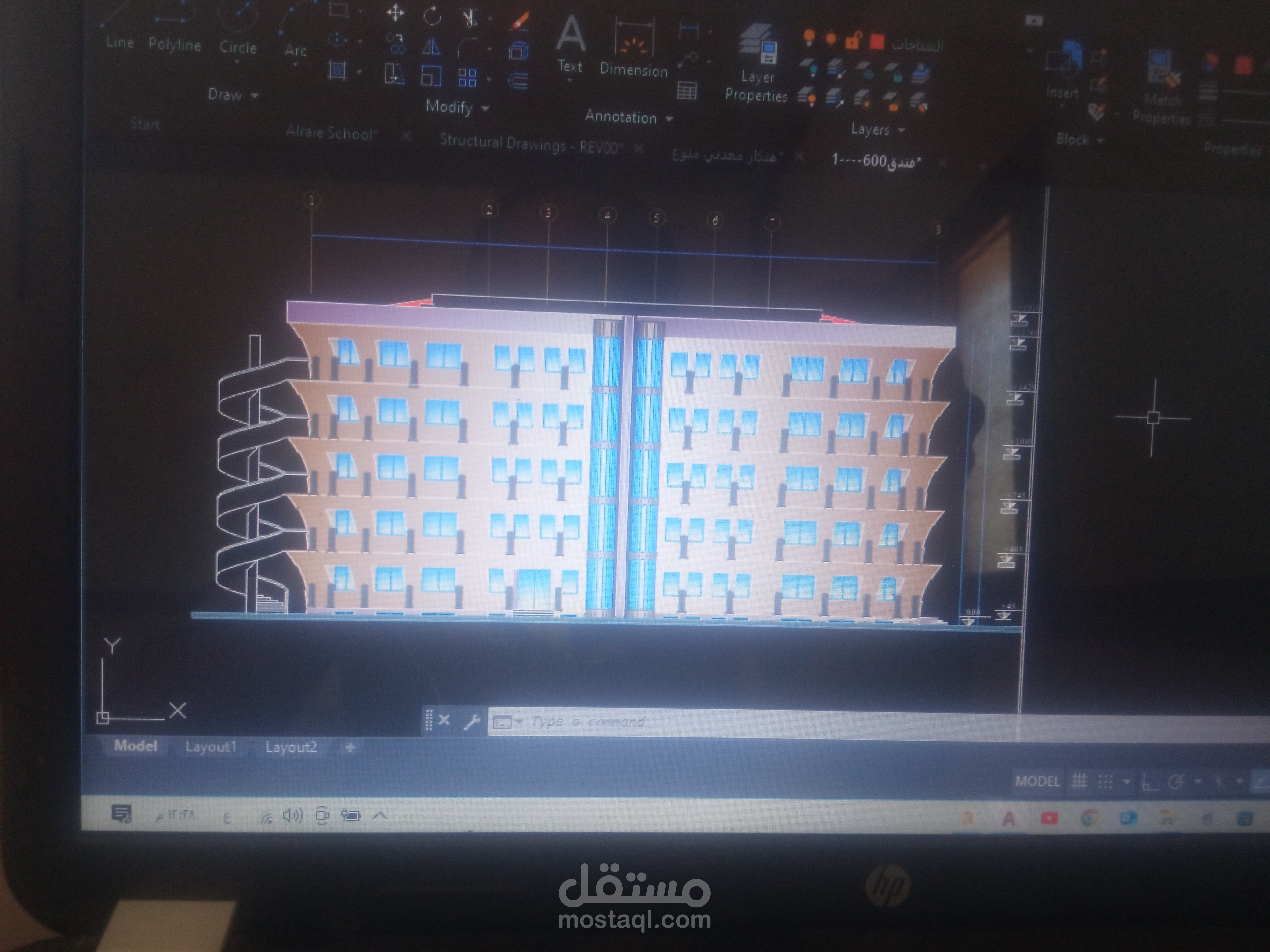 دراسة وتصميم فندق مؤلف من 6 طوابق