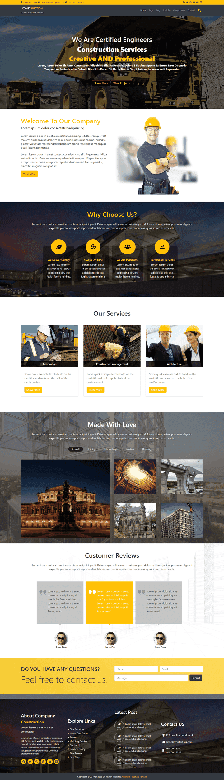 construction company website responsive