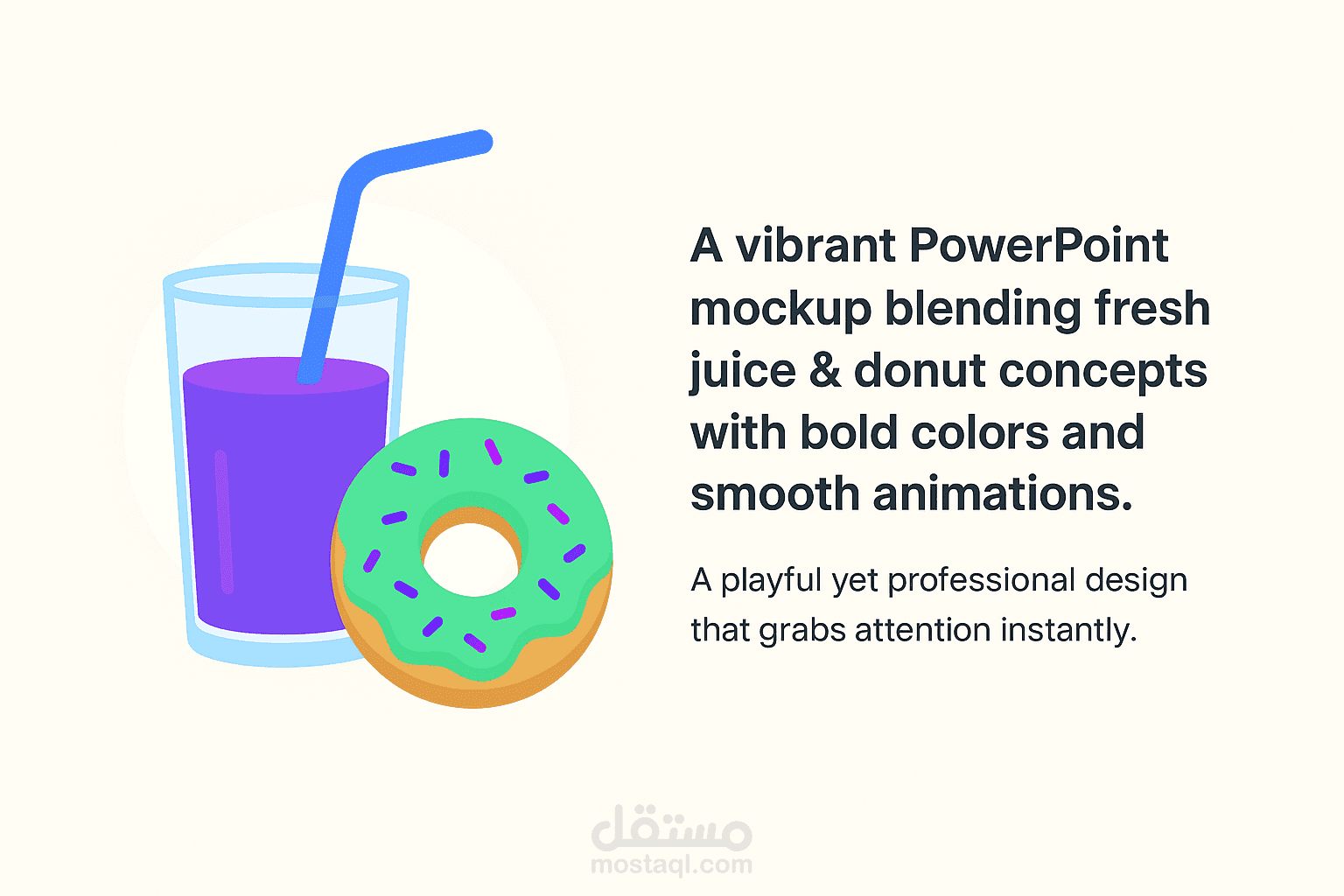 "حلو وطازج: تصميم عروض PowerPoint تفاعلية للعصائر والدونات" ?