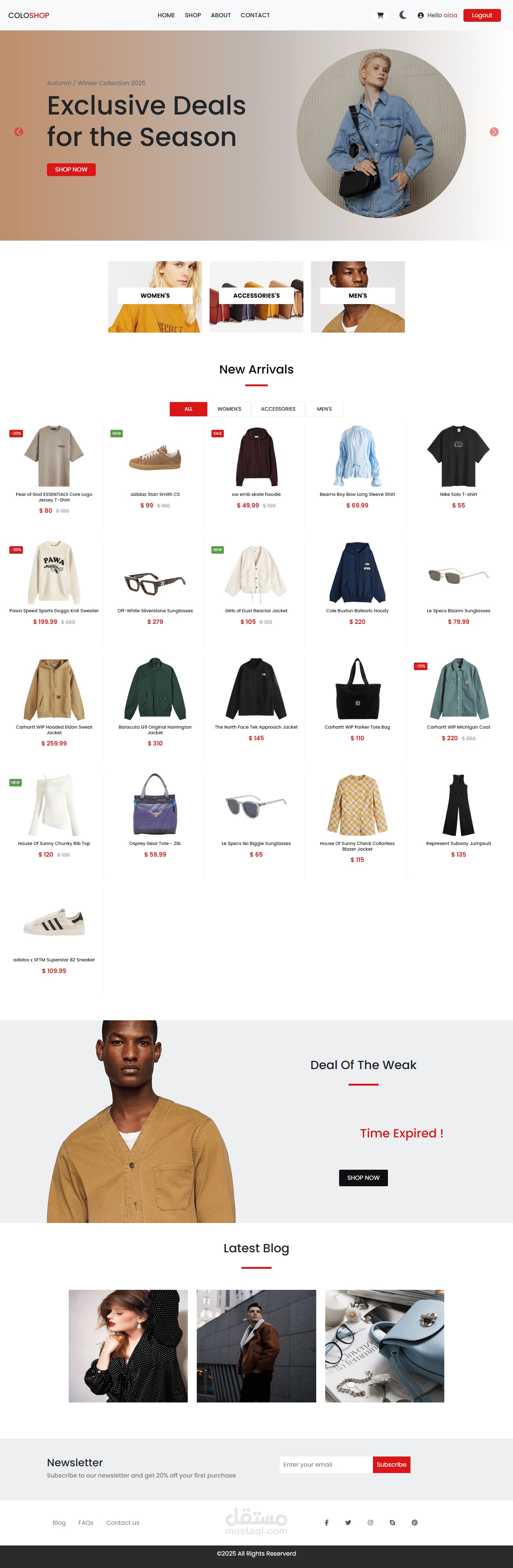 تصميم وتطوير موقع E-commerce لعرض وشراء المنتجات