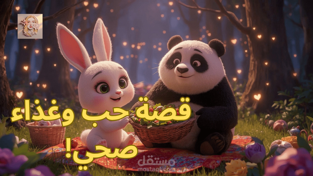 قصة حب بين أرنب وباندا في الغابة️|وصفات صحية للياقة والجمال?| حكاية كرتونية مؤثرة للأطفال والكبار
