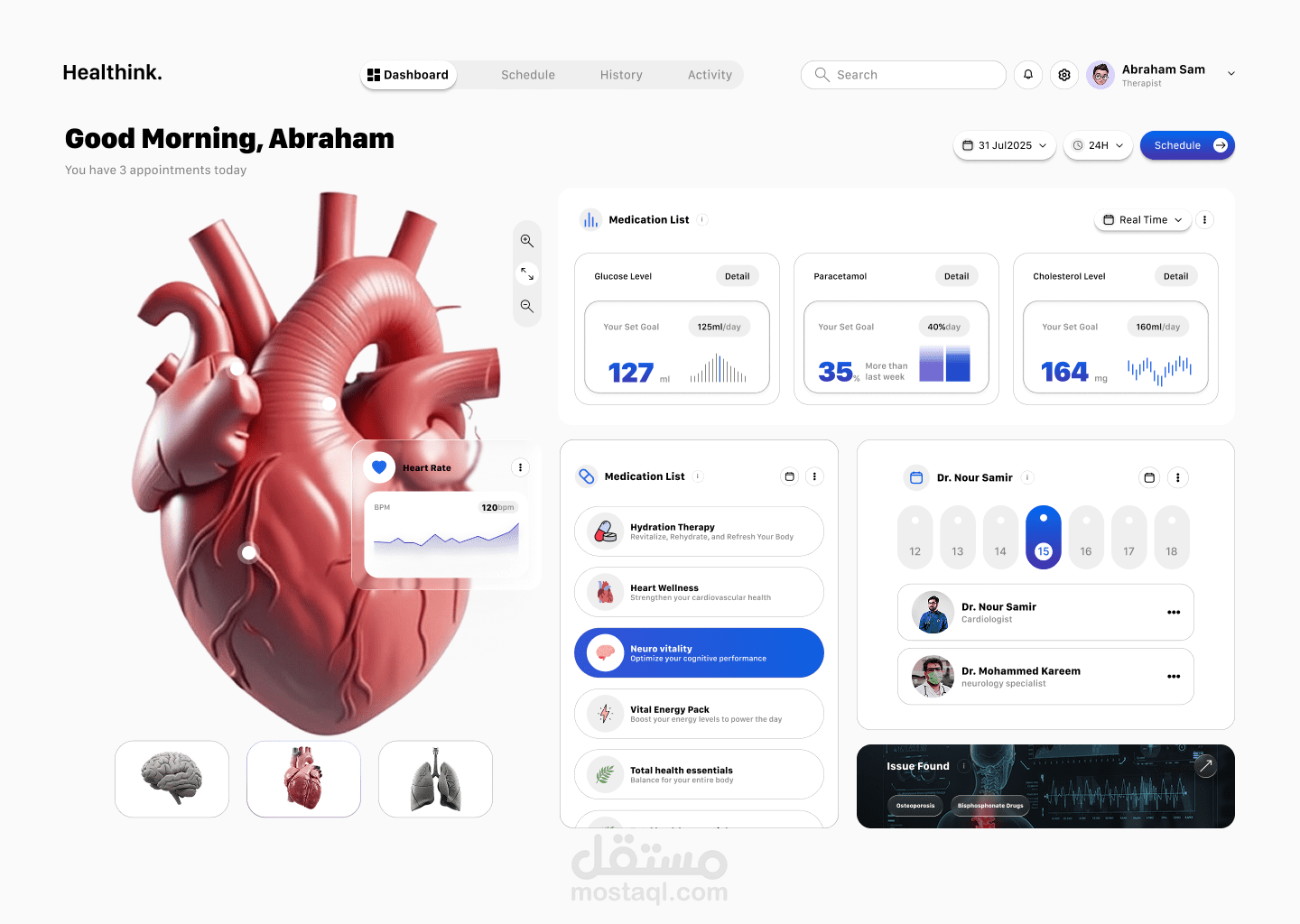 Healthcare Dashboard Using Figma - لوحه تحكم باستخدام فيجما
