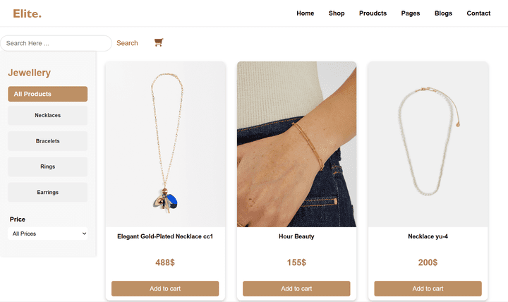تصميم منصة لمتجر إلكتروني ( E-commerce - Elite for your Unique Accessories )