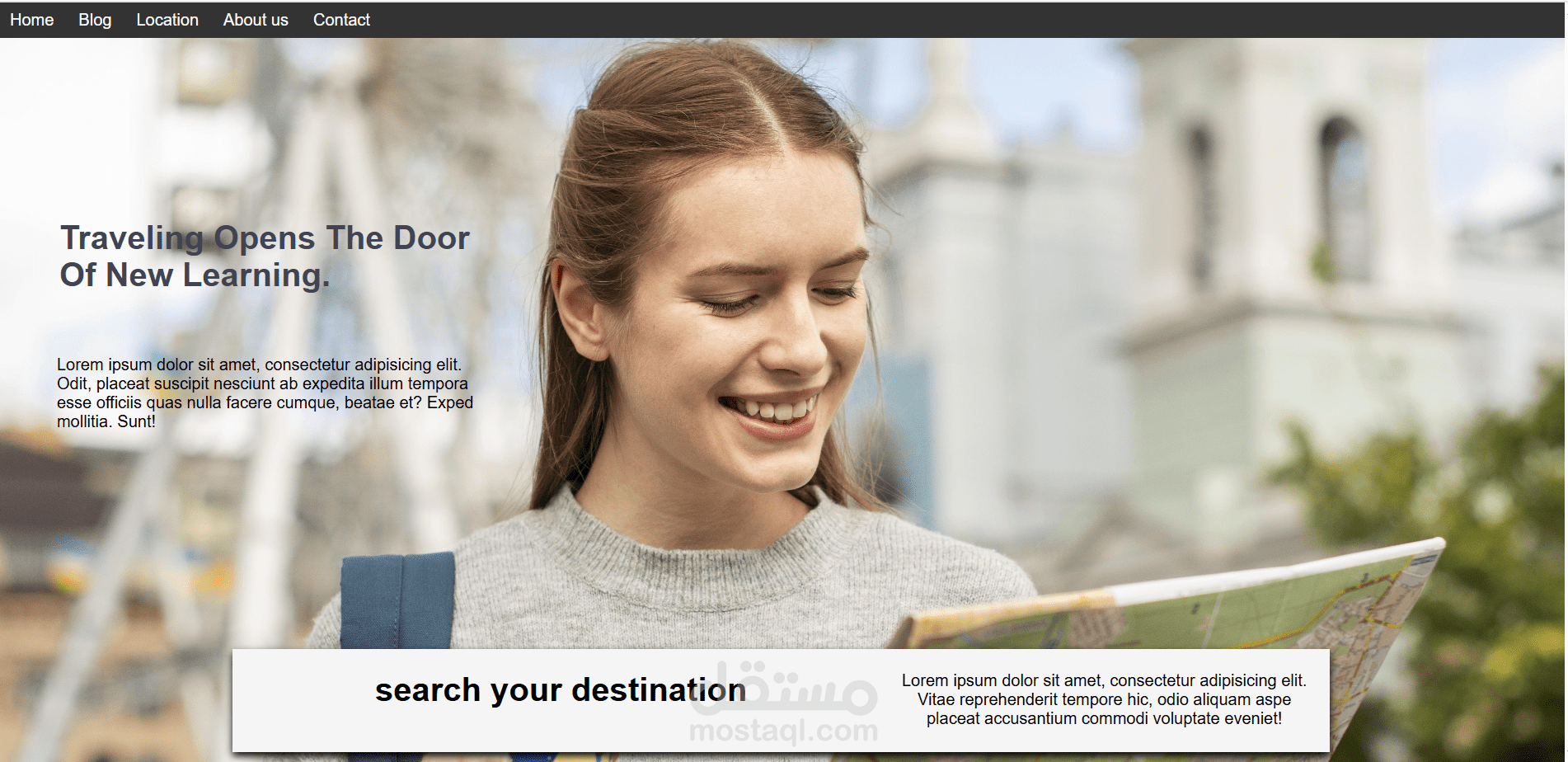 landing page for traveling