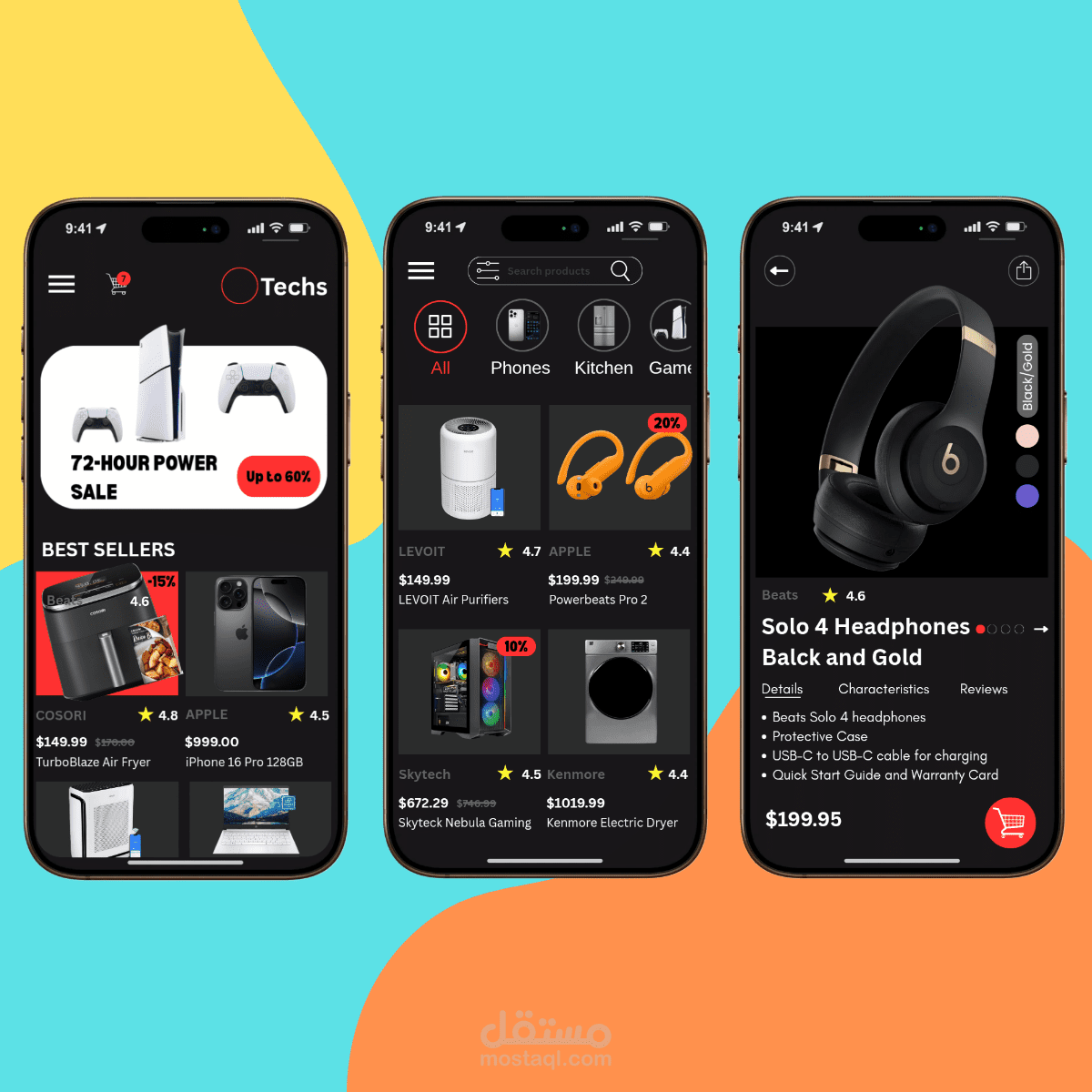 تصميم UI/UX لتطبيق تجارة إلكترونية – O Techs