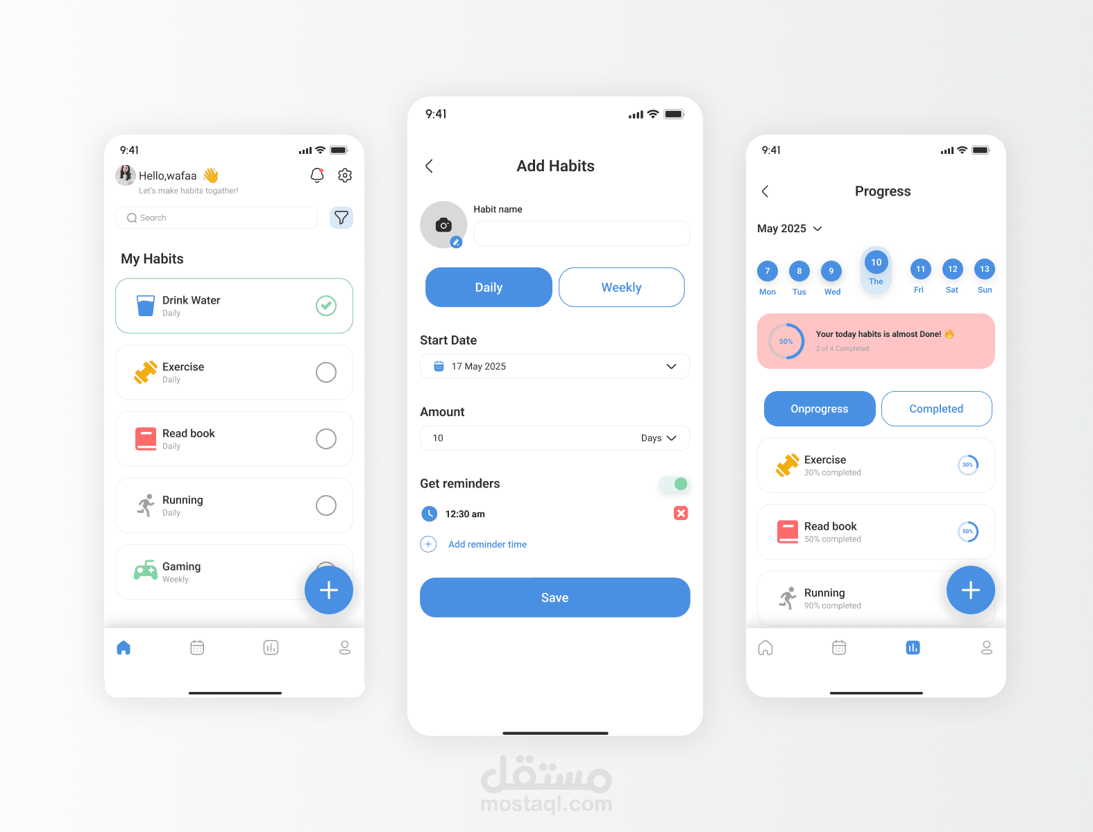 تصميم واجهة مستخدم لتطبيق تتبع العادات | Habit Tracker App UI Design (Figma)