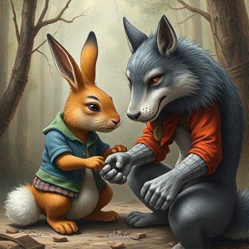 the intelligent rabbit and deceiver wolf story | مستقل