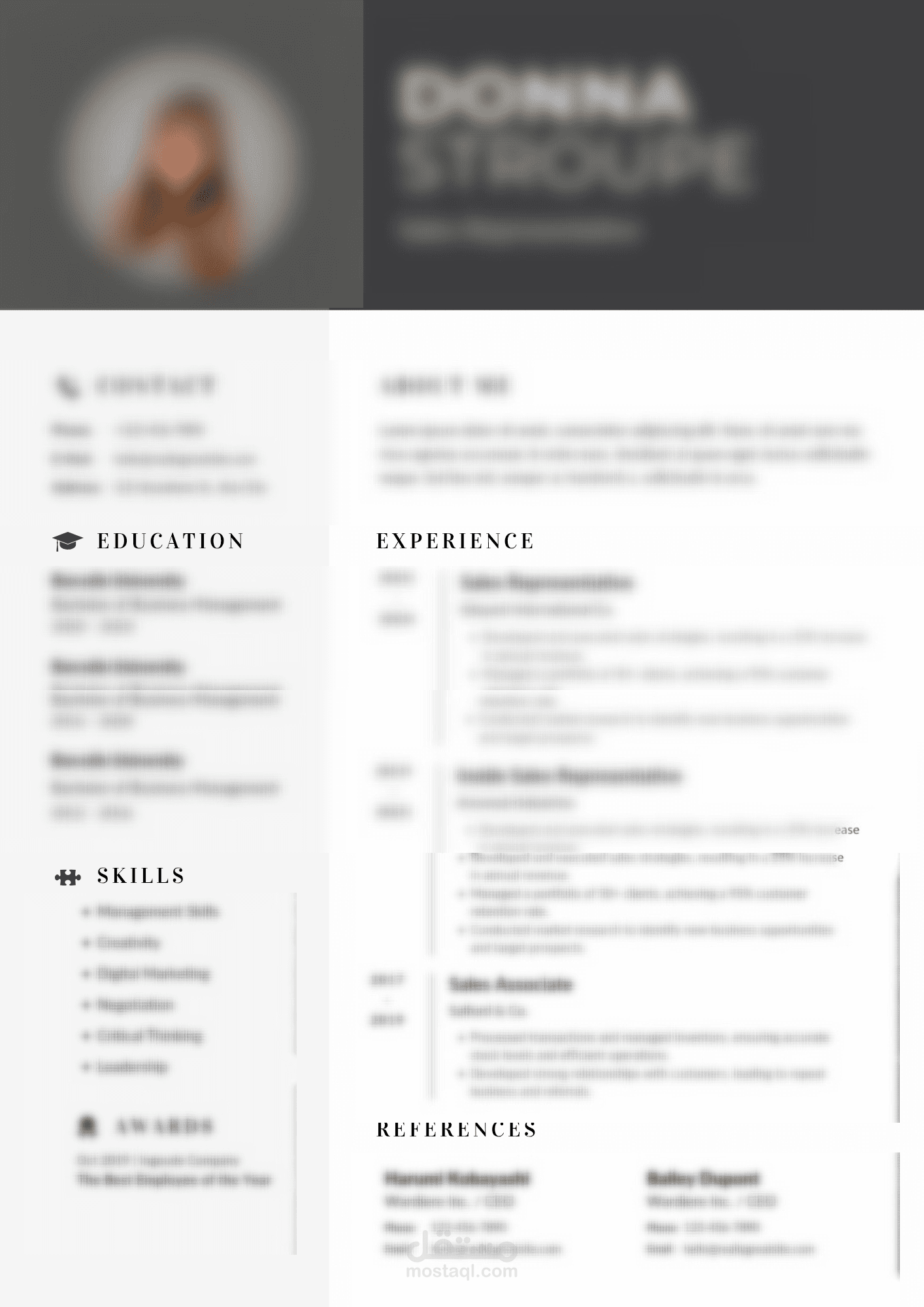 تصميم قالب سيرة ذاتية CV احترافي وجاهز للتعديل بصيغة Word وPDF