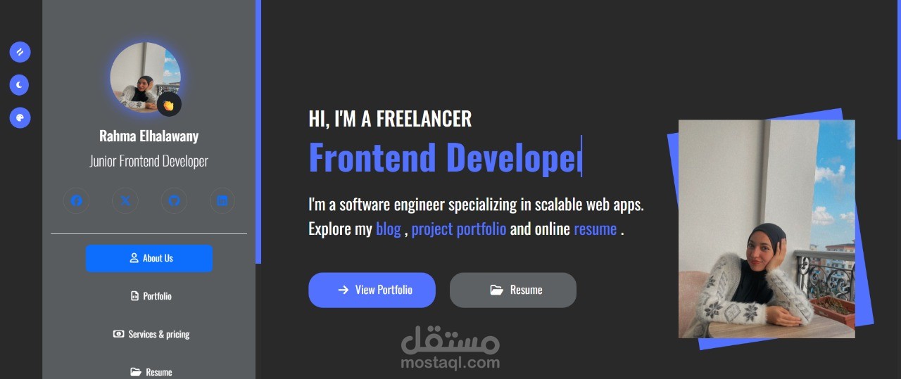 تصميم موقع بورتفوليو شخصي (Portfolio Website) بواجهة عصرية مع أنيميشن