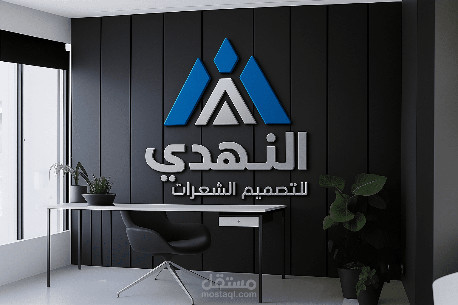 شعار لوقو احترافي ثلاثي الابعاد بالون الازرق والابيض