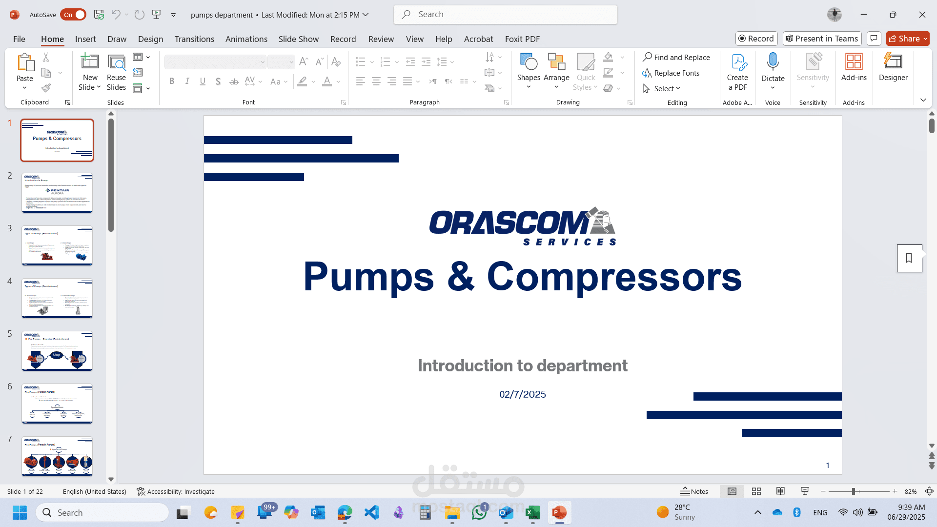 عرض تقديمي لقسم المضخات والضواغط | Pumps & Compressors Presentation