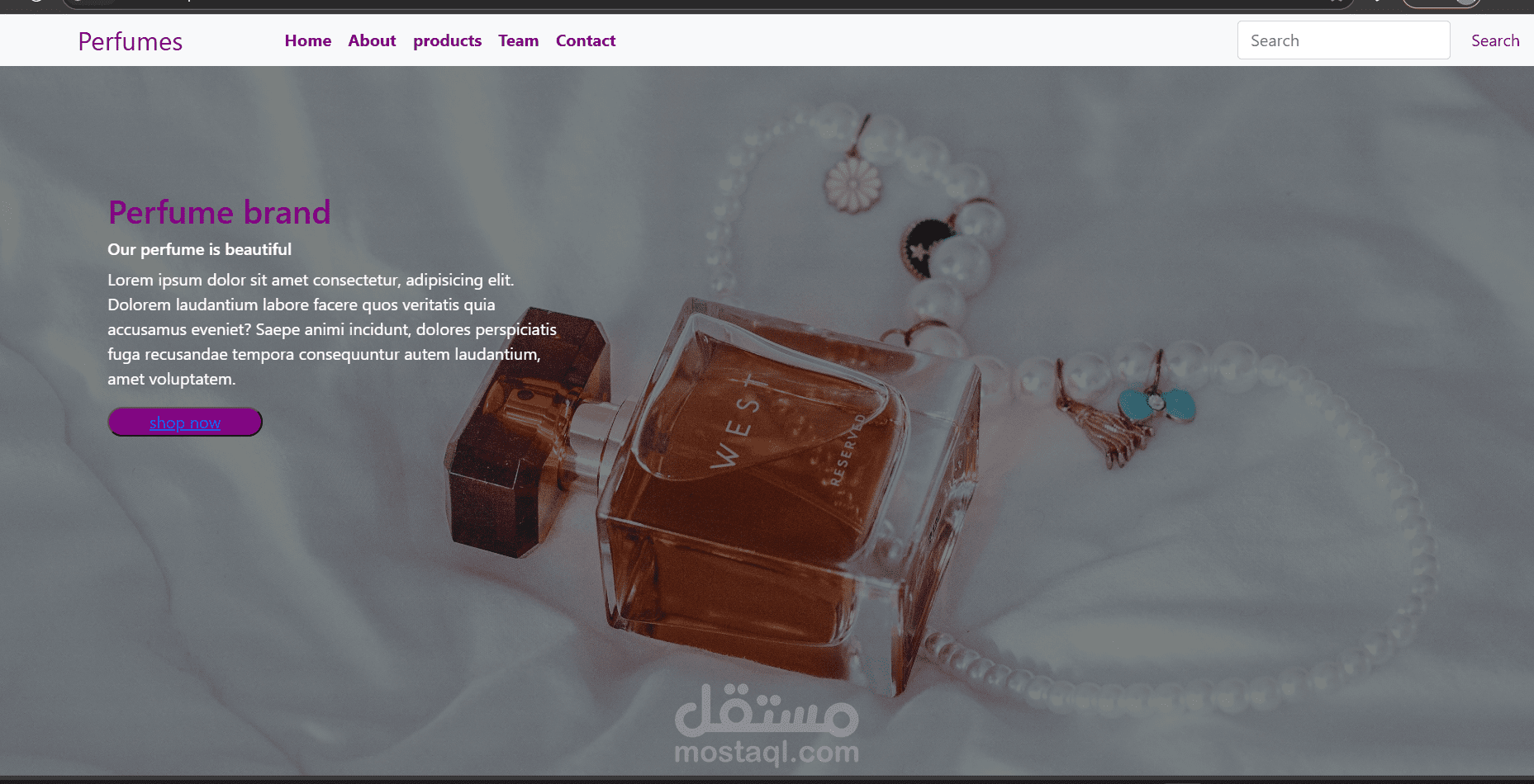 مشروع تصميم موقع إلكتروني لعلامة تجارية للعطور