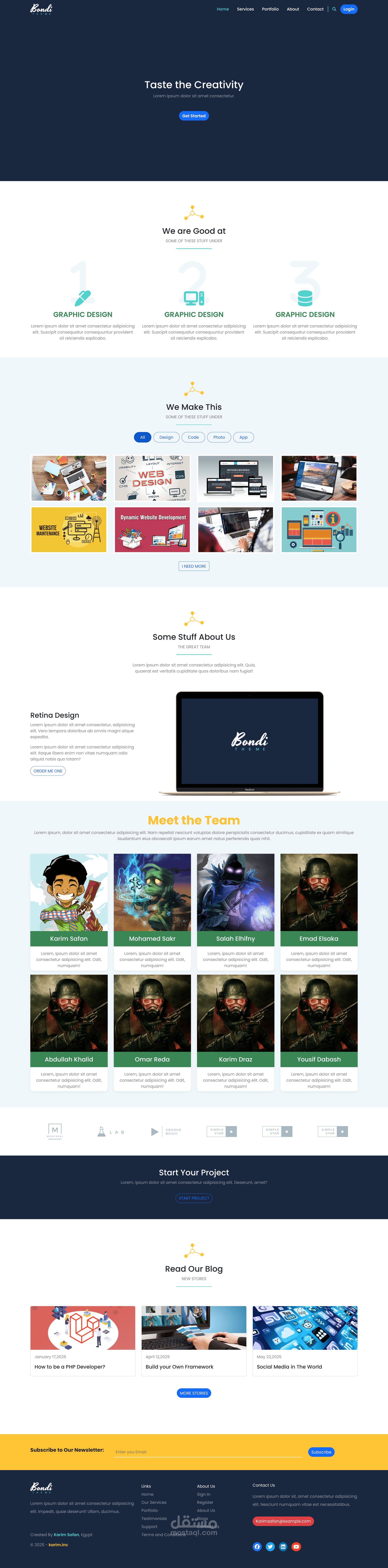 تصميم واجهة موقع Bondi احترافي باستخدام HTML و CSS و Bootstrap5