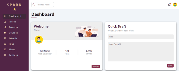 تصميم قالب لوحة تحكم (Admin Dashboard) باستخدام HTML وCSS وJS