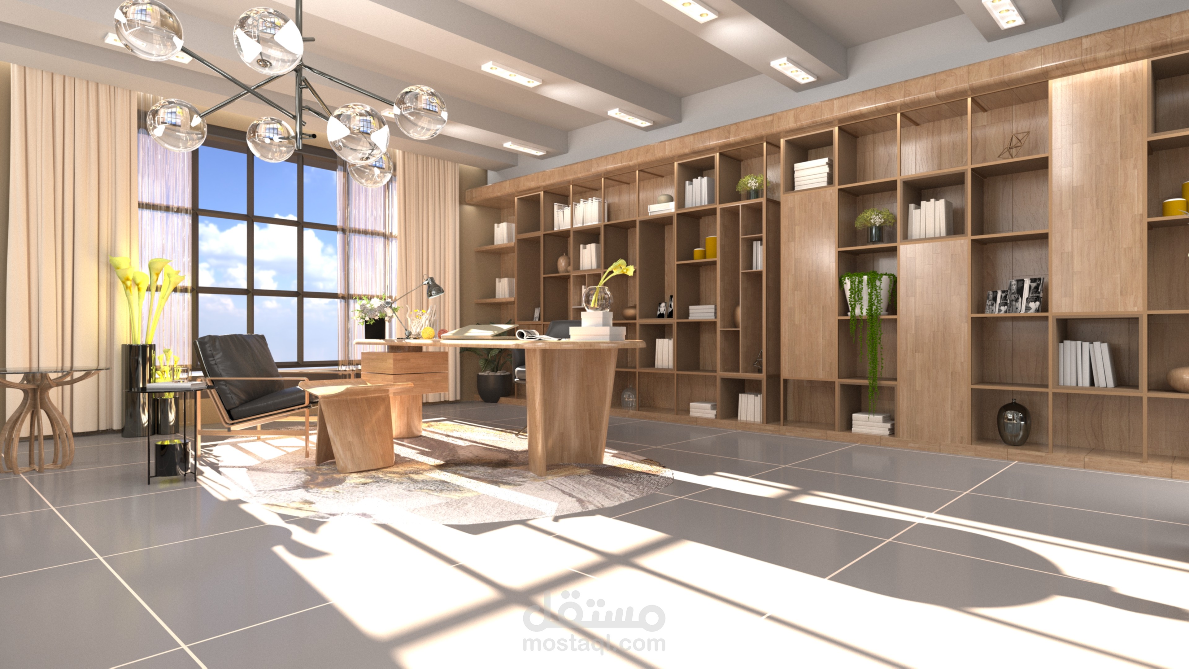 تصميم مكتب إداري عصري - تنفيذ كامل 3D