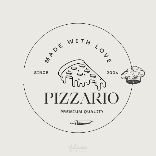 لوجو بسيط لمحل بيتزا اسمه pizzario