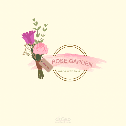 لوجو بسيط لمحل ورود باسم “Rose Garden