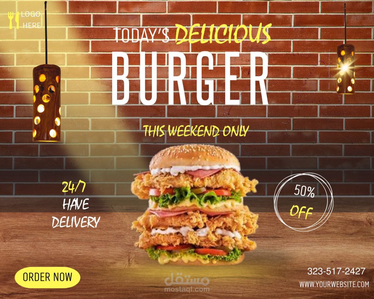 Burger Promo Poster Design – Crispy Chicken Edition