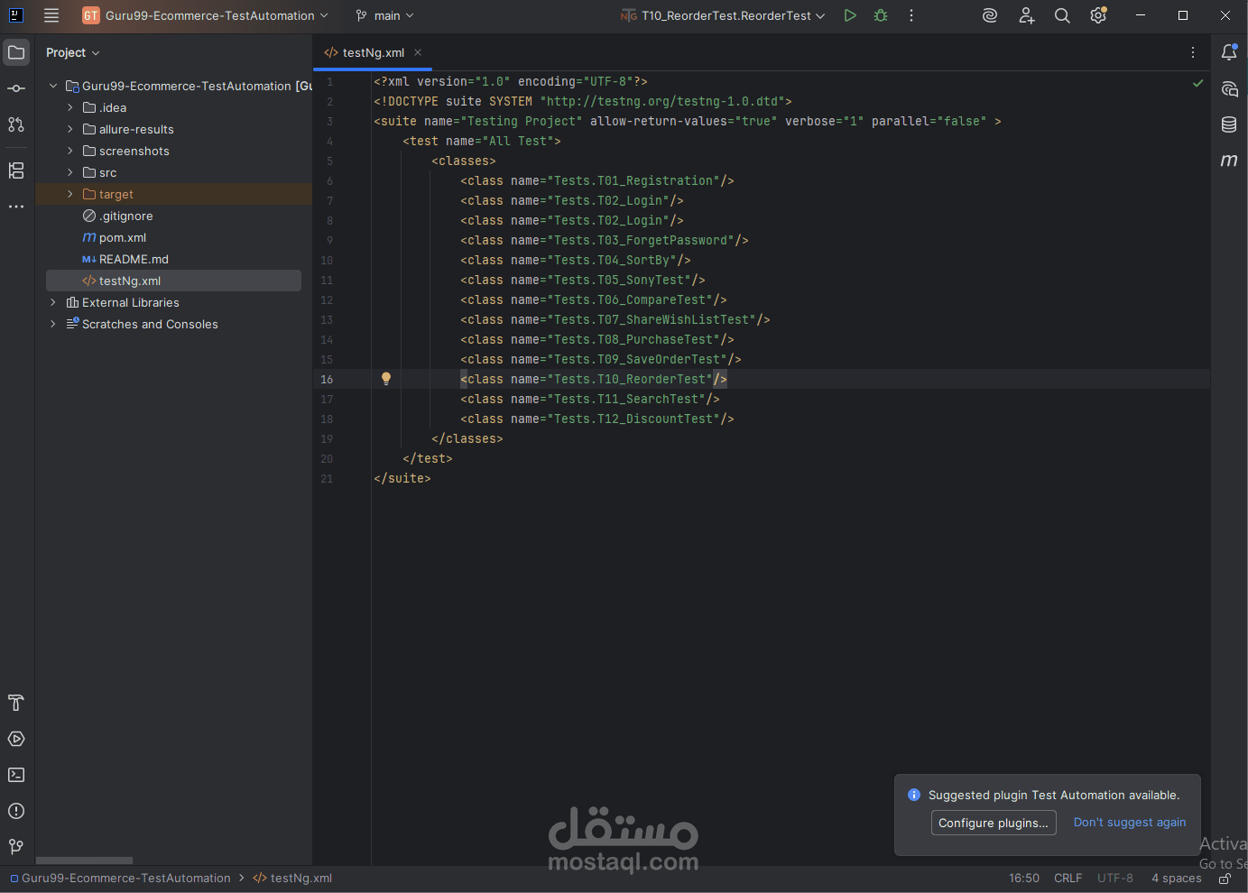 Guru99 Ecommerce Test Automation