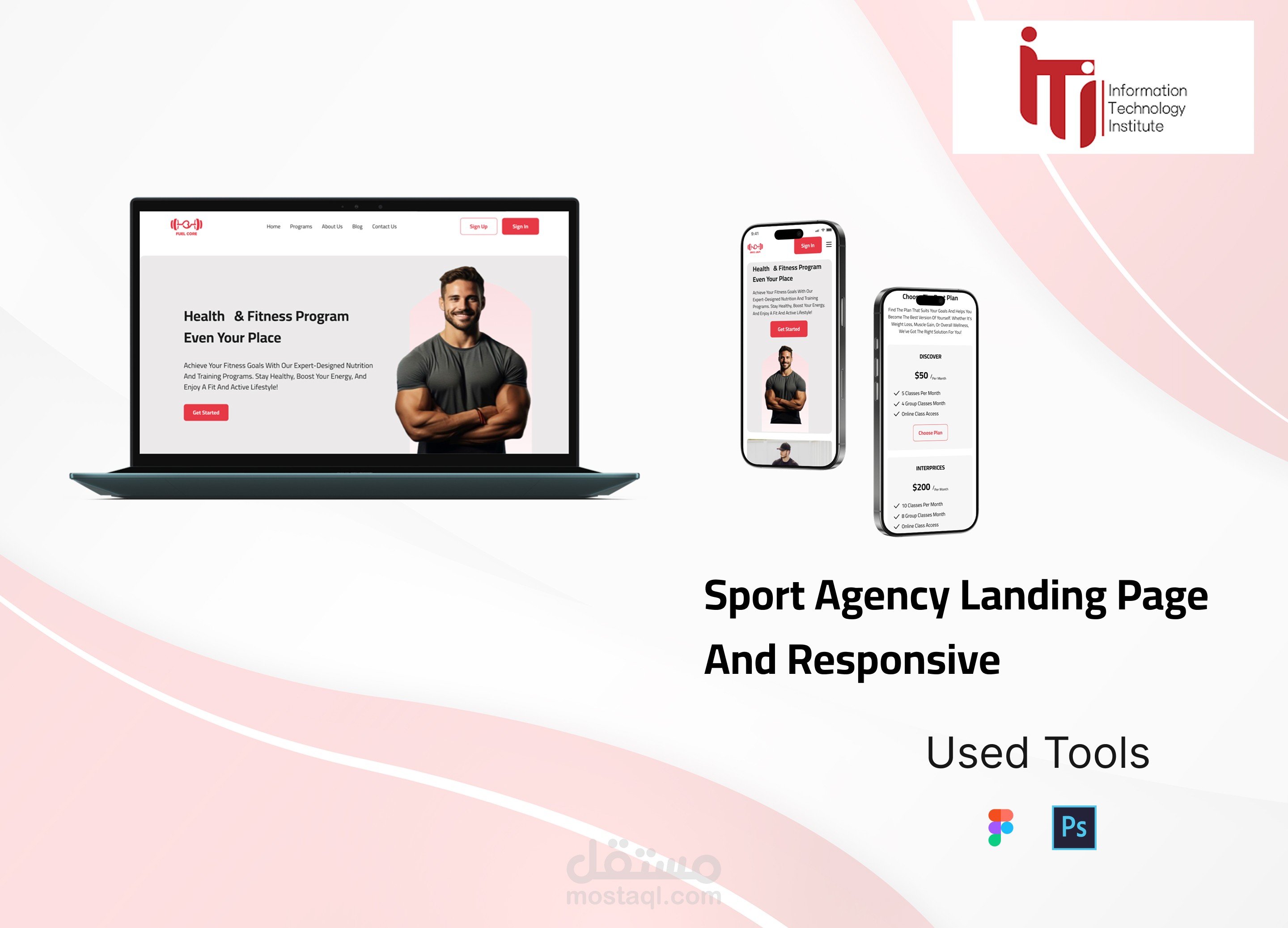 تصميم صفحة هبوط لاكاديمية رياضية  UI Design and responsive