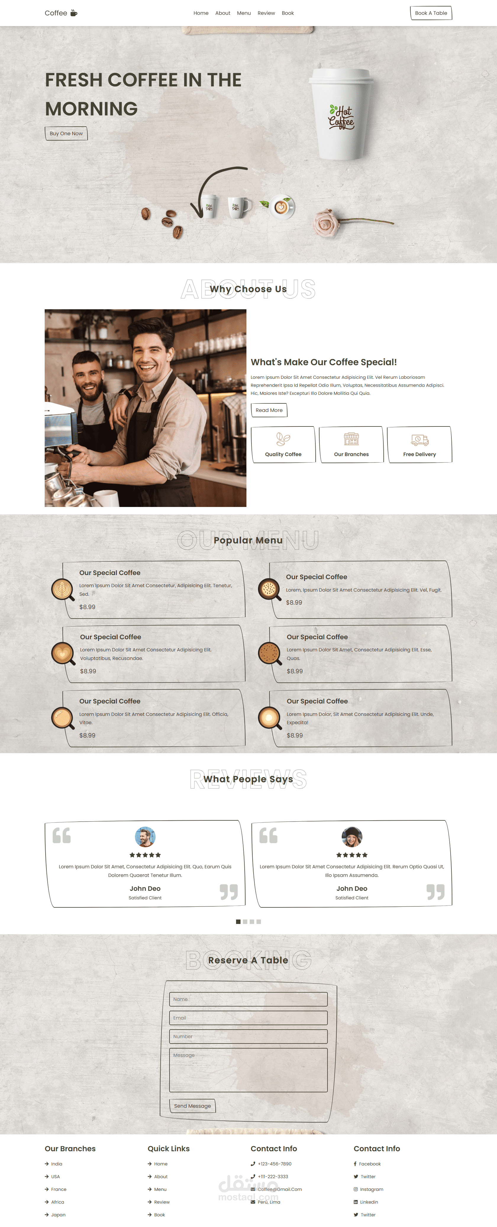 موقع coffee shop احترافي وجميل