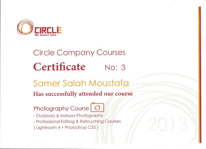 Photography certificate