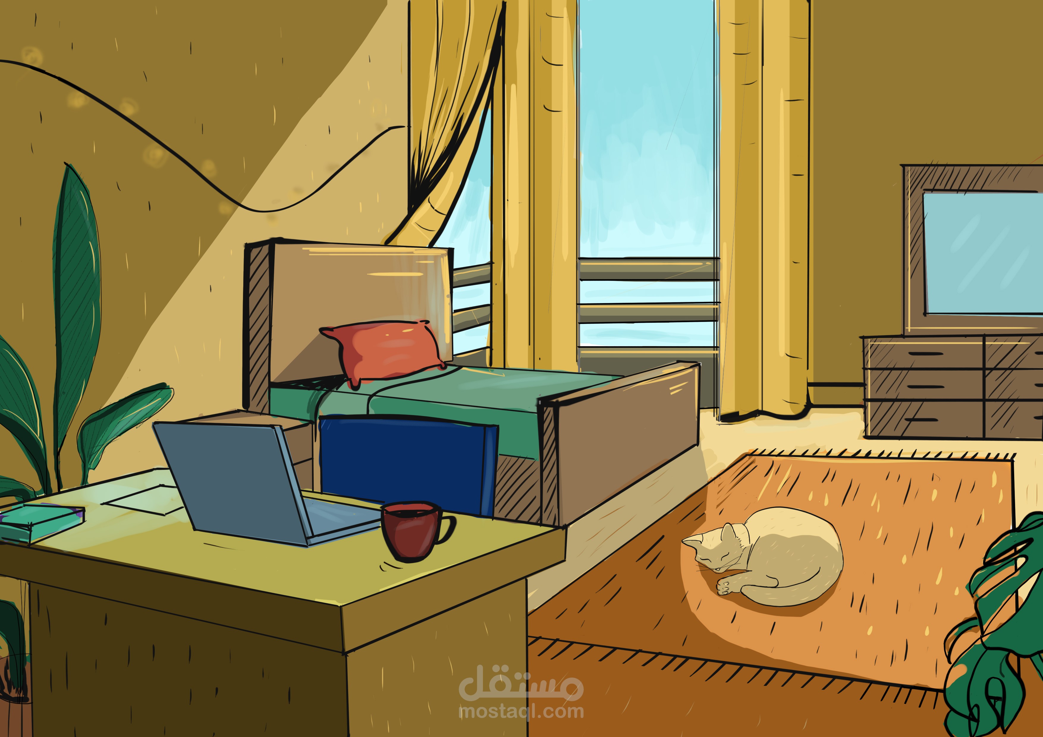 تصميم خلفية داخلية لغرفة نوم بأجواء متنوعة