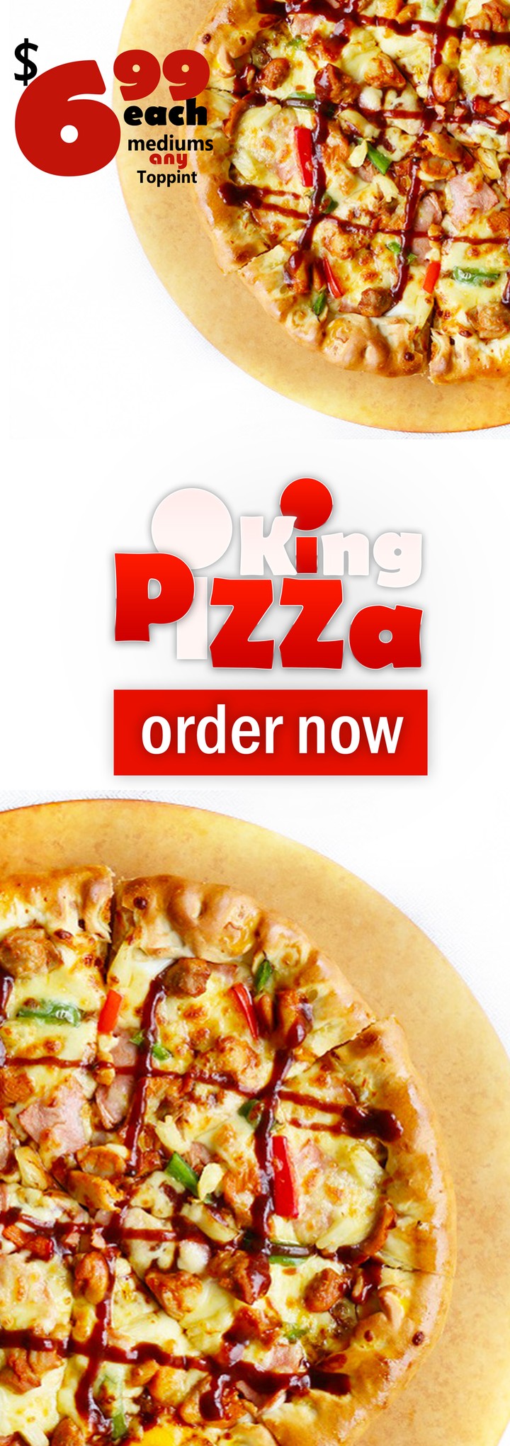 تصميم لوجو واعلانات تحت اسم king pizza