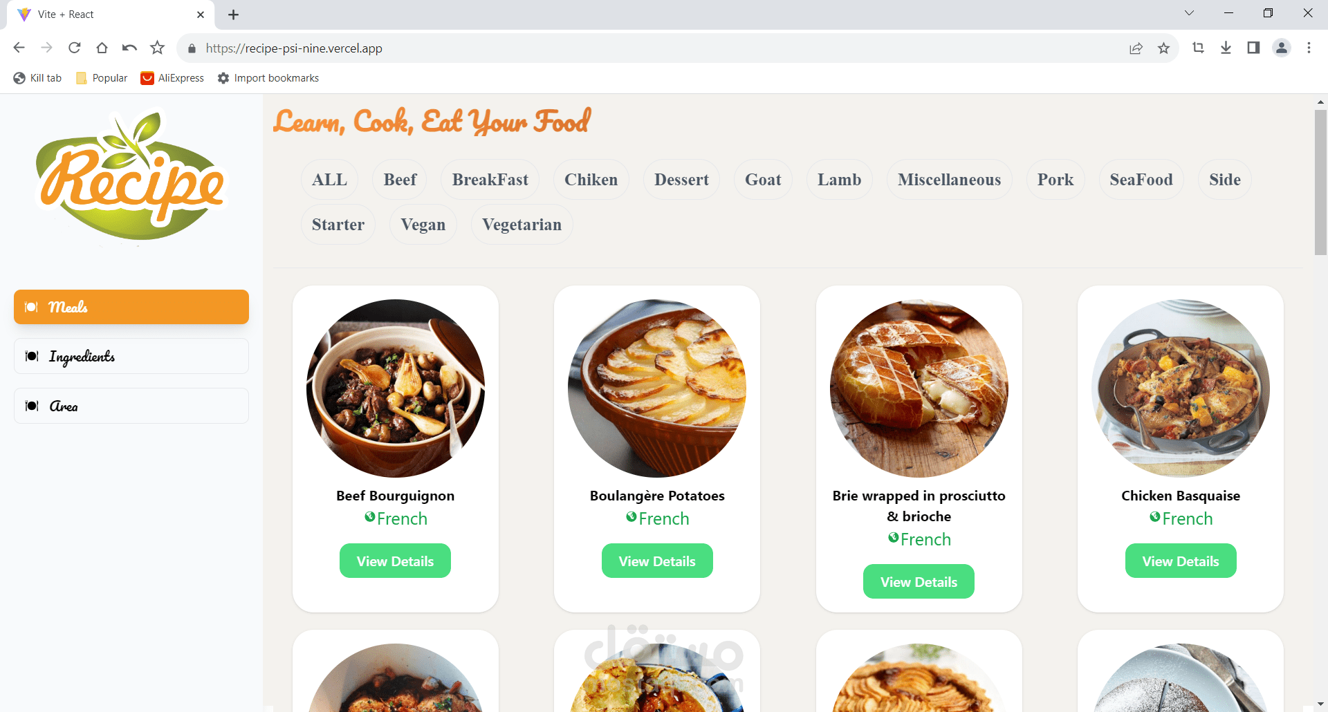 Recipe webSite:
