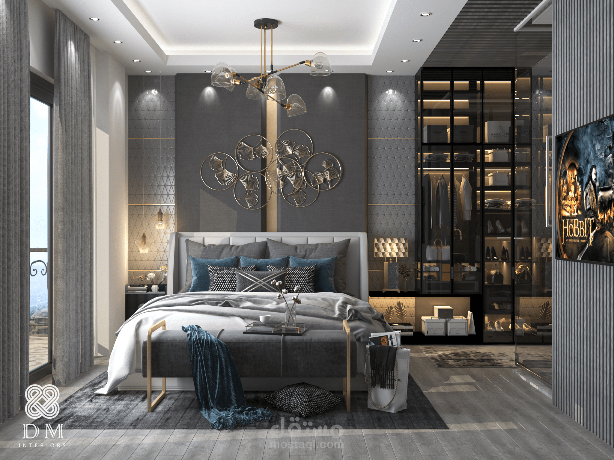 تصميم غرفة نوم ستايل مودرن فندقي.