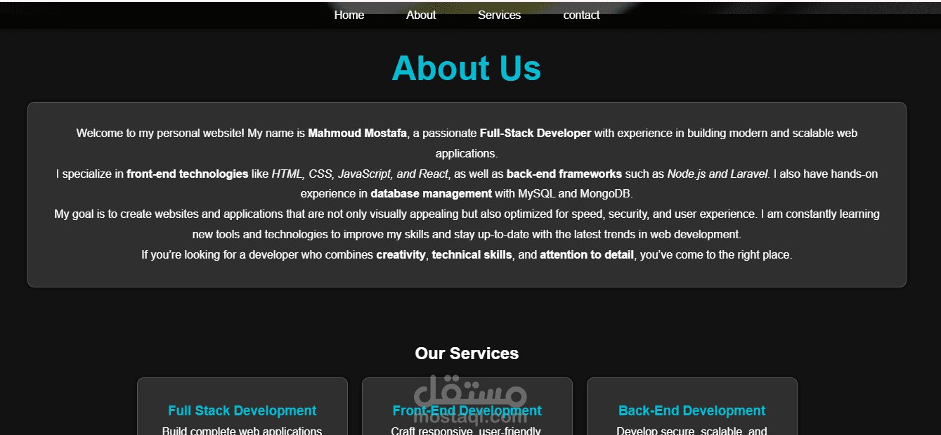 my one page website