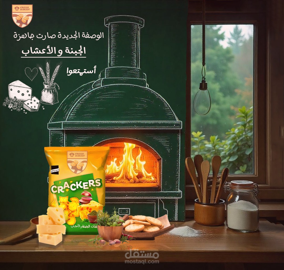 بوست إعلاني لنكهة جديدة لمنتج بسكويت مملح