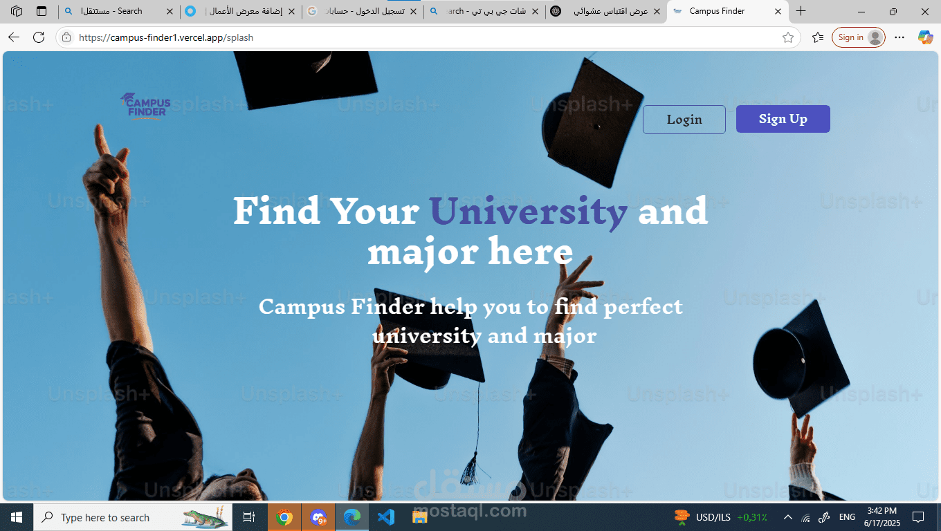 "Campus Finder - مشروع دليل الجامعات بواجهة React احترافية"