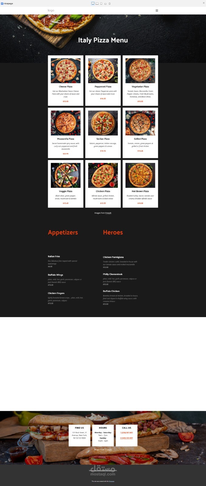 İtaly pizza menu