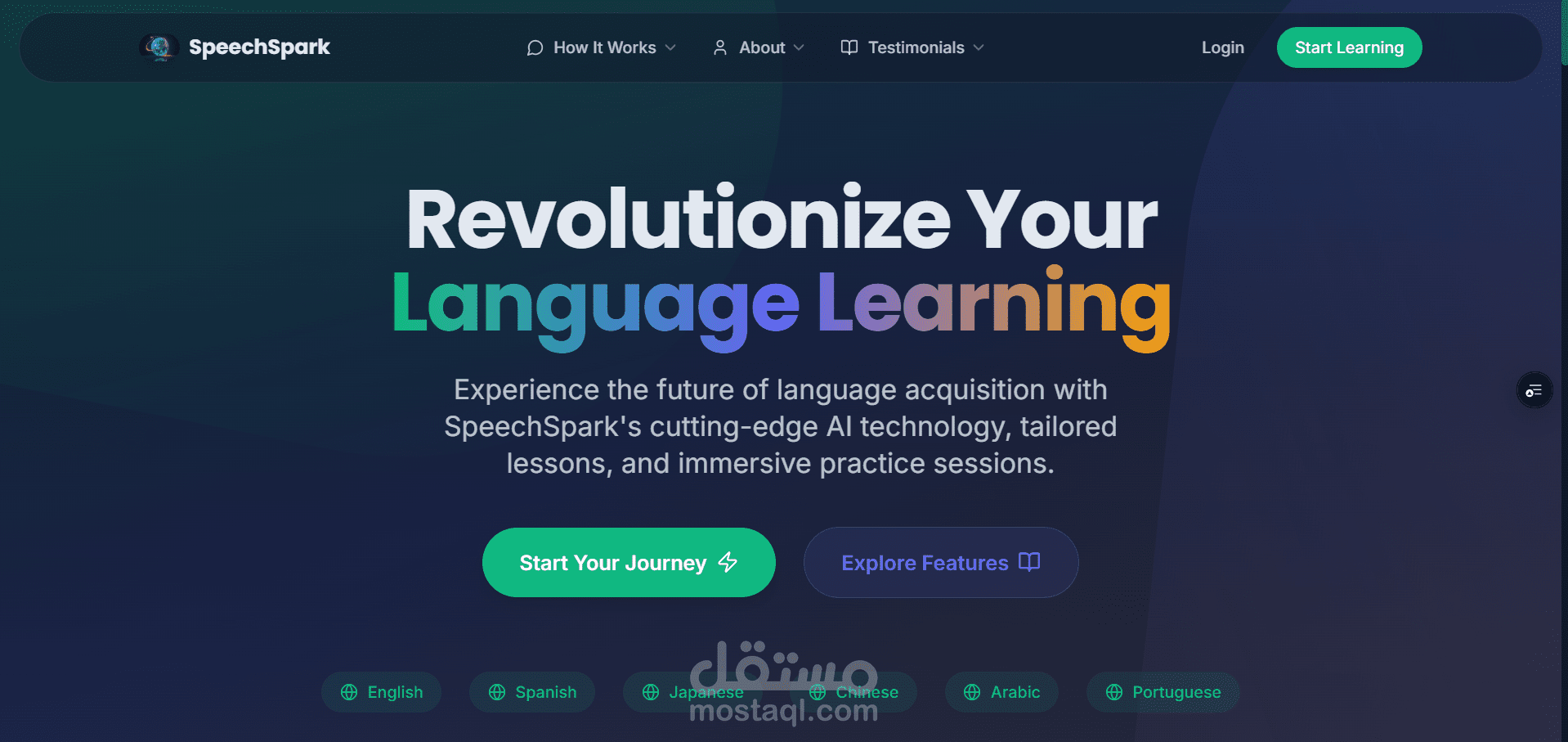 منصة تعلم اللغات بالذكاء الاصطناعي - Speech Spark