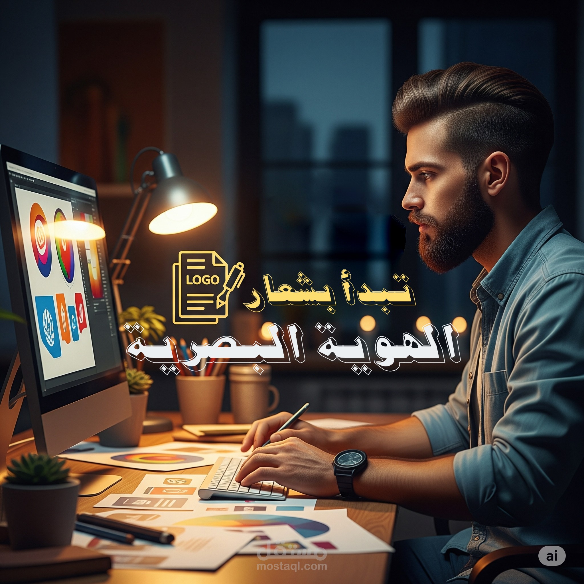 تصميم شعارات وهوية بصرية احترافية