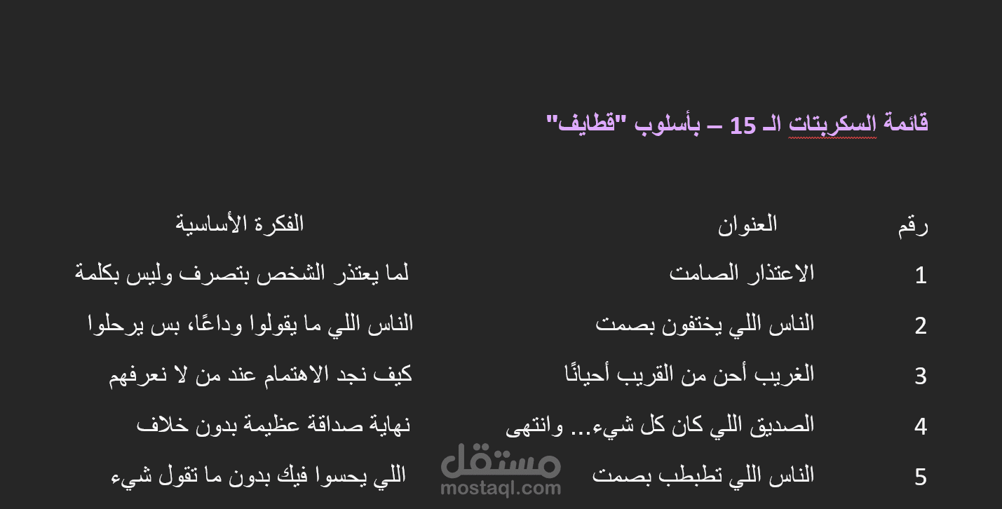 15 سكريبت بأسلوب قطايف